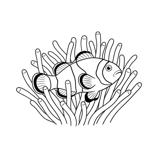 Image of a clownfish swimming amongst the tentacles of a sea anemone.