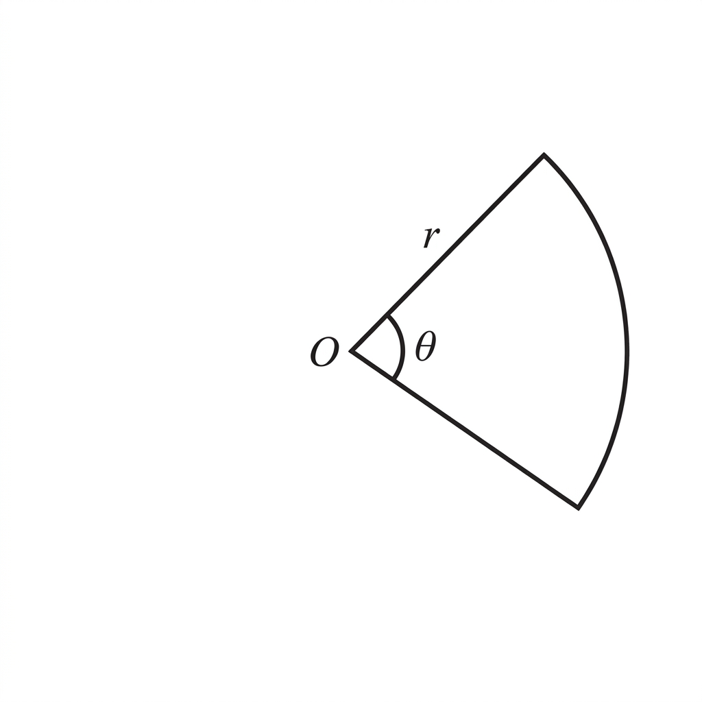 Diagram of a sector of a circle with angle theta and radius r