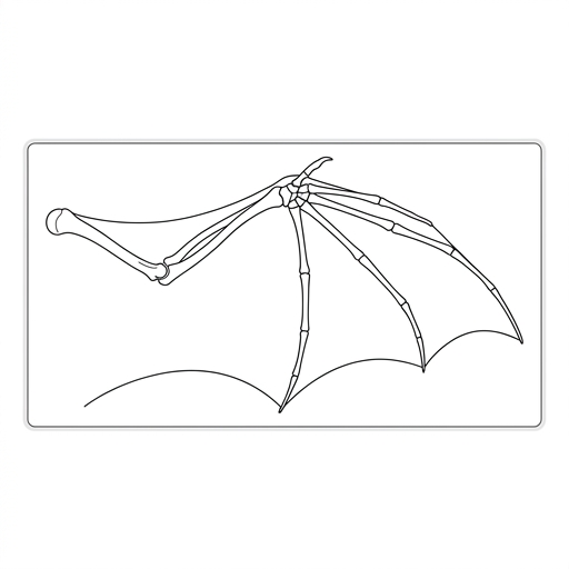 Diagram showing the bone structure of a bat wing, which is a modified pentadactyl limb.